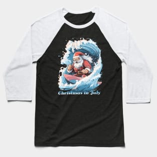 Ho-Ho-Hang Ten | "Christmas in July" Surfing Santa Tee Baseball T-Shirt